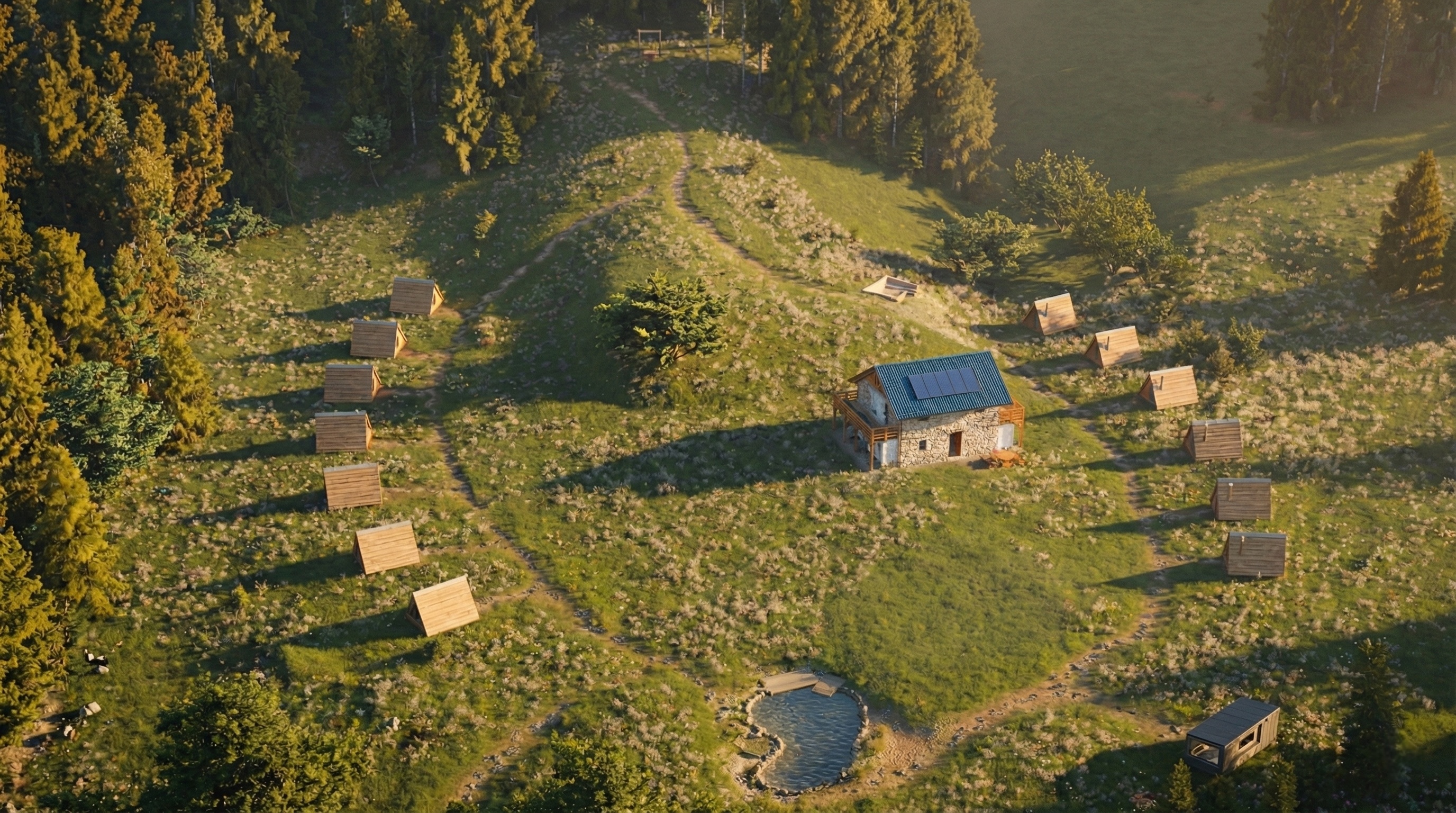 A-frame cabin view